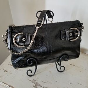 Coach black patent shoulder bag/clutch